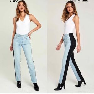 NWOT REVICE High Waist Two Tone Coated Denim Ex Boyfriend Harlow Jeans SZ 25
